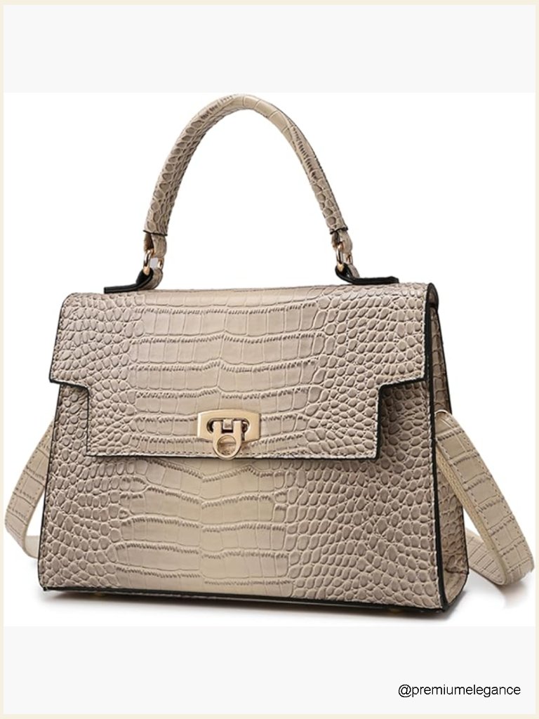 Crocodile Pattern Pu Leather Satchel Crossbody Bag Shoulder Purse Satchel